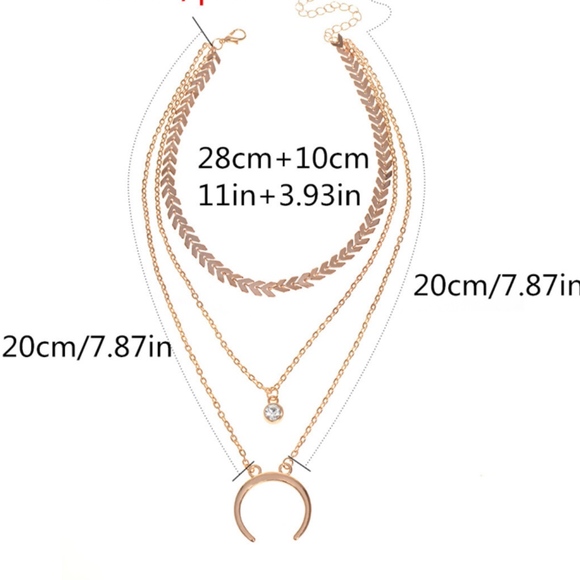 Herringbone Moon Horn Multilayer Silver Choker - Picture 4 of 5